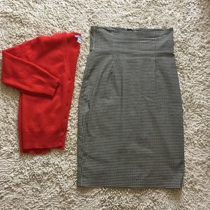 2pc: Avenue Montaigne Pencil Skirt & Cashmere Top